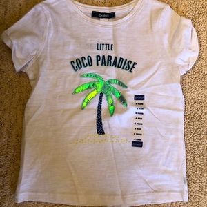 Okaidi girls summer white T-shirt NWT 4T